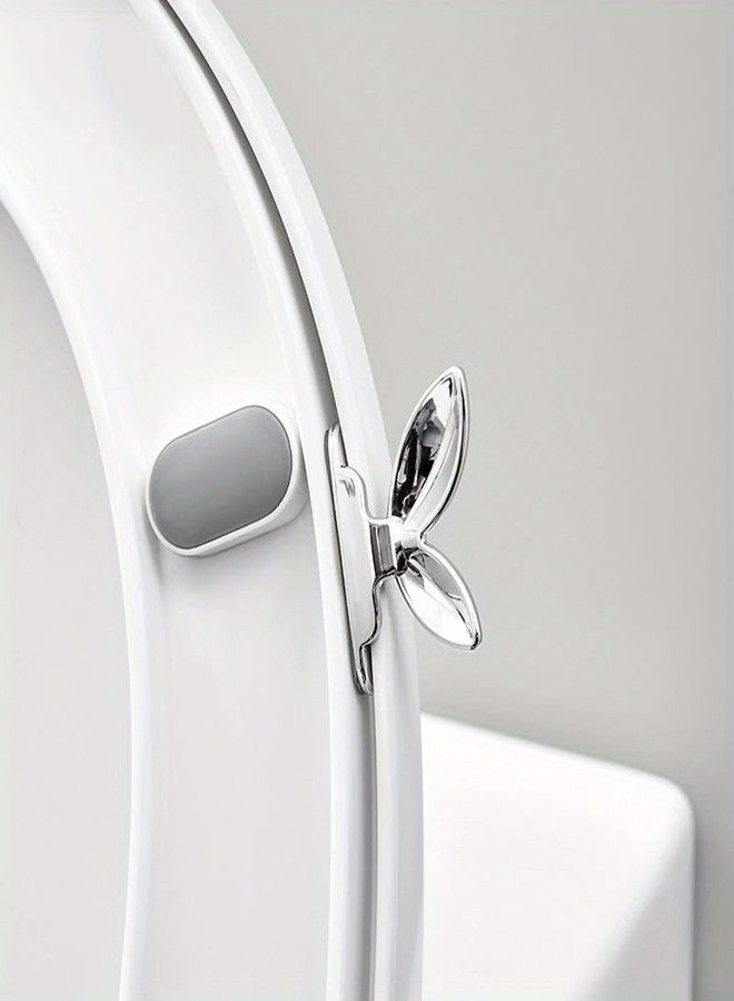SHOPVILLA Plastic Toilet Lid Lifter, Self Adhesive Avoid Touching Toilet Handle Bathroom Gadgets, Toilet Seat Lifter, Commode Lifting Tool for Office, School, Home Toilet Ring Raiser Clip (Silver) - Image 2